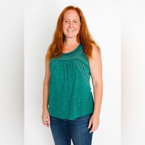 Faded Glory Green and White Sleeveless Blouse Size 3X